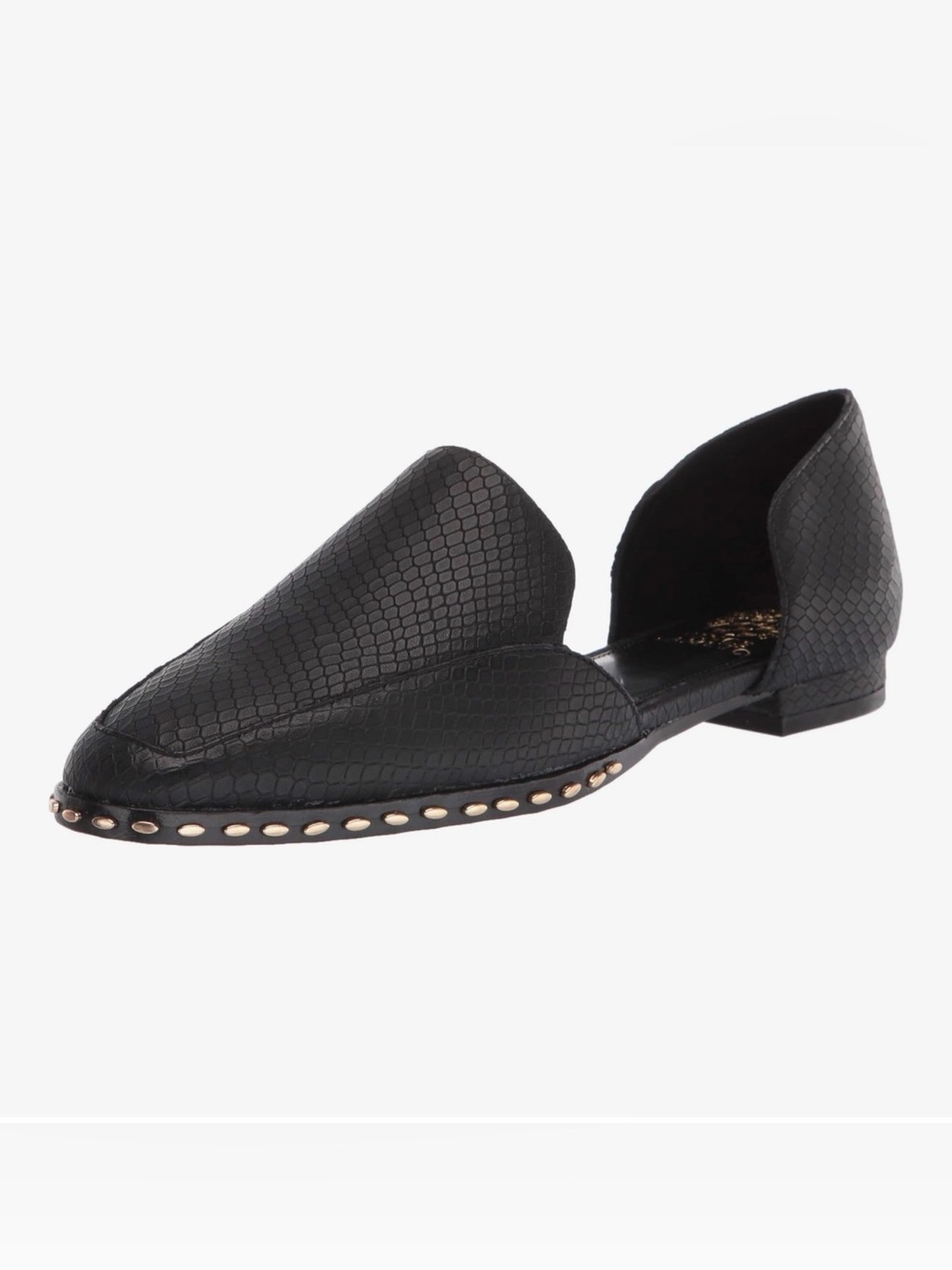 Vince Camuto Rendolen Black Snakeskin Loafers w/ Gold Stud Trim - Sz 9